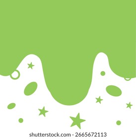 green and white abstract background with wave border, stars, and circular shapes for decoration