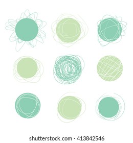 green and white abstract circle set, vector illustration
