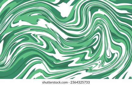 Green and White Abstract Fluid Marble Pattern