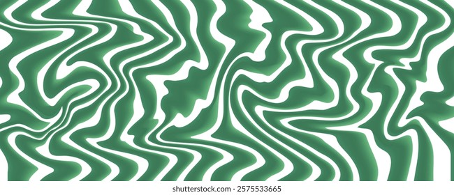 Green and White Abstract Fluid Marble Pattern