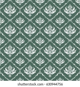 Green and white abstract ornament, vector seamless pattern of abstract decorative elements.