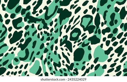 Green and White Abstract Pattern, in the Style of Green Leopard Print