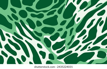 Green and White Abstract Pattern, in the Style of Green Leopard Print