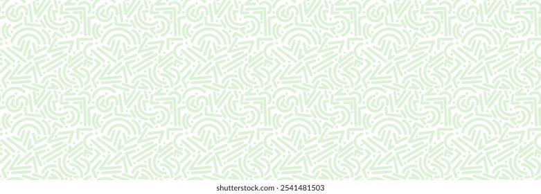 Green and white abstract retro print, vector seamless repeat pattern banner, geometric background design