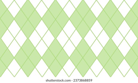 Green and white argyle seamless geometric pattern