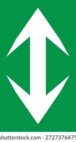 Grün-weißer Pfeil nach oben und unten Symbol für Navigation und Richtung