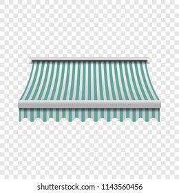 Green white awning mockup. Realistic illustration of green white awning vector mockup for on transparent background