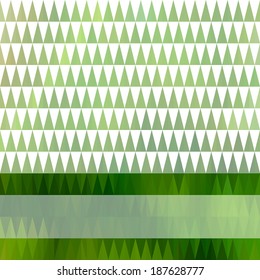 Green and white background with geometric triangular ornament and bright stripe. Eps10