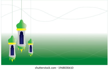 Green and white background image with lantern ornaments