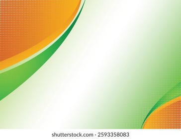 Green and white background with orange color shape