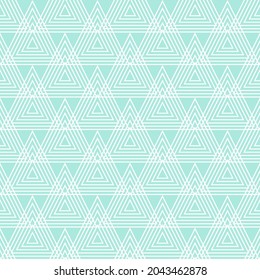Green and white background. Triangle pattern. Geometric simple image illustration. Seamless pattern. Triangle mosaic pattern vector background. Ethnic pattern.