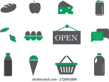 Green white and black Grocery Store Icons Vector Image