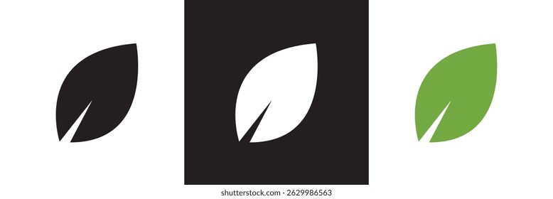 Green, white and black  leaf ecology icon. Environment and Nature Symbol. Vector for websites, mobile interfaces, presentations, banner, visual branding etc. Vector illustration. EPS 10