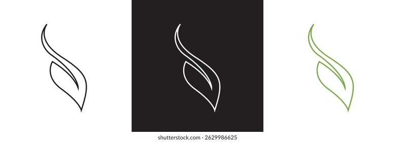 Green, white and black  leaf ecology icon. Environment and Nature Symbol. Vector for websites, mobile interfaces, presentations, banner, visual branding etc. Vector illustration. EPS 10