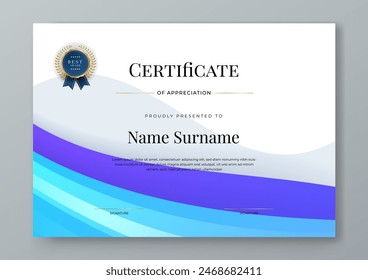 Green white and blue vector award certificate template fancy modern abstract for corporate