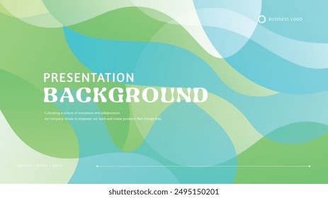 Green white and blue vector simple abstract background with waves and liquid. Presentation background template