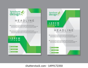 Green and white brochure template design with modern and minimalist design, suitable for cover design too