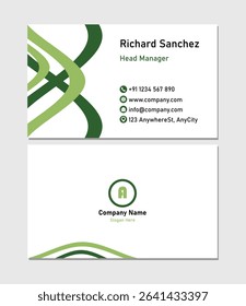 Green and White business card
