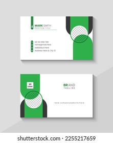 Green and white business card design template, Modern visiting card or name card
