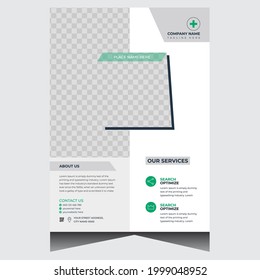 Green and white business flyer design template