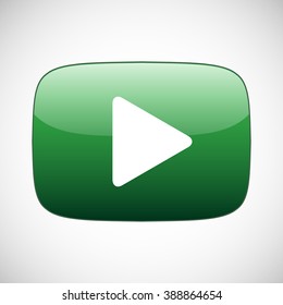 green, white button color. Rounded square web button isolated.