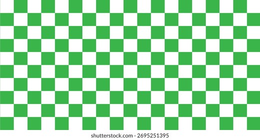 Grün-weiß karierter nahtloser Hintergrund. Grün-weiß kariertes Muster, Vektorgrafik. Moderne grafische Ressource.
