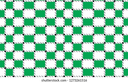 Green and white checkered tablecloth banner.Texture for : plaid, tablecloths, clothes, shirts, dresses, paper, bedding, blankets, quilts and other textile products. Vector illustration. - Vector