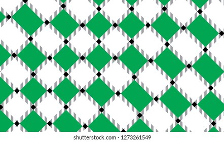 Green and white checkered tablecloth banner.Texture for : plaid, tablecloths, clothes, shirts, dresses, paper, bedding, blankets, quilts and other textile products. Vector illustration. - Vector