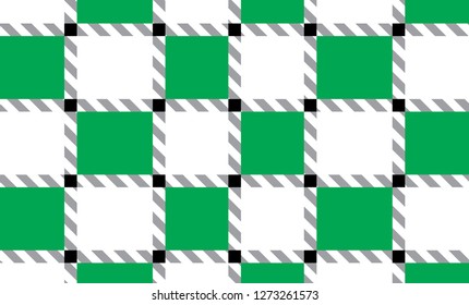 Green and white checkered tablecloth banner.Texture for : plaid, tablecloths, clothes, shirts, dresses, paper, bedding, blankets, quilts and other textile products. Vector illustration. - Vector