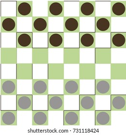 Green and White Chessboard with Brown and Grey Checkers