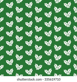 green & white christmas berry pattern, seamless texture background