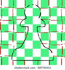 Green and white  color checkered pattern with pawn together vector print pattern. Geometric pattern For graphic and fashion design, poster, t shirt print, screen printing,