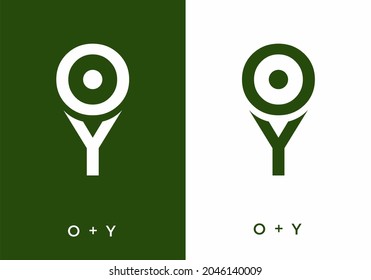 Grüne und weiße Farbe des OY-Anfangsbuchstabendesigns
