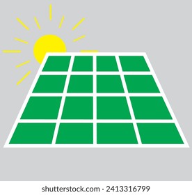 icono del panel solar de color verde y blanco, logotipo, símbolo con sol amarillo en el lado izquierdo