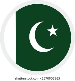 A green and white corner flag with a crescent and star symbol, representing Pakistan. Great for national pride, heritage, and cultural celebrations