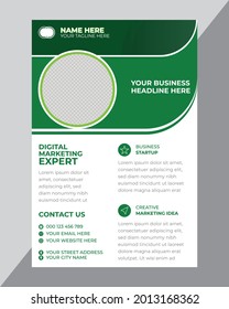 Plantilla de diseño de afiches de negocios creativos en blanco y verde