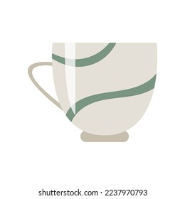 Green and white cup vector illustration. Cup isolated on white background. Kitchen utensils concept