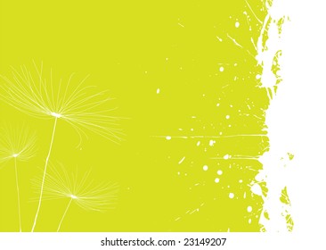 Green and white dandelion background with copyspace