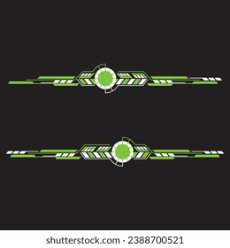 Decoración verde y blanca. Ingeniería de rendimiento de energía Vinil Sticker Set Decals para autos, mini camiones, motocicletas modificadas. Juego de gráficos de coches de carreras diseño vectorial aislado tira de carreras elegante