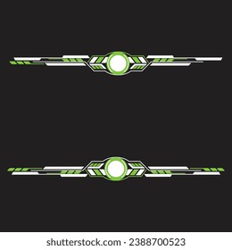 Decoración verde y blanca. Ingeniería de rendimiento de energía Vinil Sticker Set Decals para autos, mini camiones, motocicletas modificadas. Juego de gráficos de coches de carreras diseño vectorial aislado tira de carreras elegante