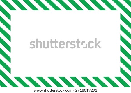 Green and White Diagonal Stripe Border Frame Template Background.
