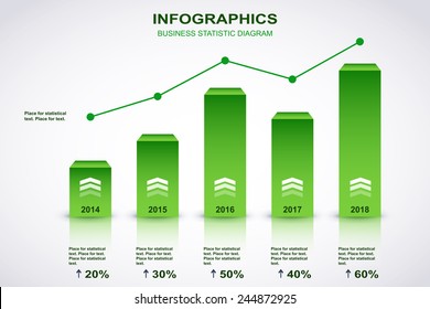 Green and white diagram with point chart and place for statistical text. Vector