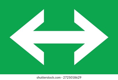 Green and white double arrow pointing left and right symbol for directions and navigation