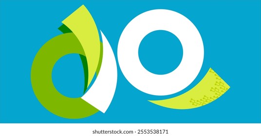 green and white elements or logos in the form of Q and P