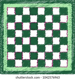 Green and White Embroidered Chessboard