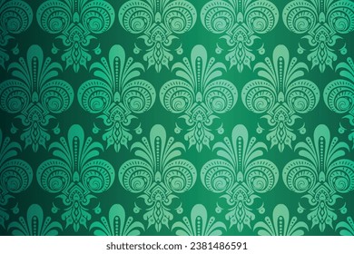 Green and White Floral Patterned Background