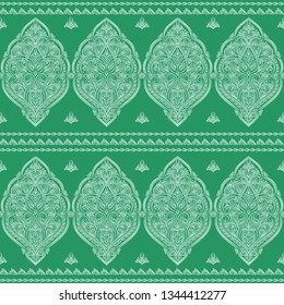 Green and white floral seamless pattern. Vintage vector, luxury elements. Great for fabric, invitation, flyer, menu, brochure, background, wallpaper, decoration, packaging or any desired idea.