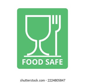 Green and white Food Safe symbol. Concept of food contact and safety.