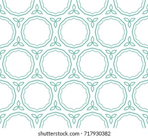Green and white geometric line seamless pattern. Monochrome graphic design. Decorative linear seamless background with repeating texture. Ethnic arabic, indian, turkish ornament
