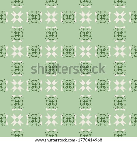 Green and white geometric porcelain pattern inspired by Portuguese, Italian or Spanish old retro tiles. Ceramic tile seamless vector pattern. Regular ornamental background.